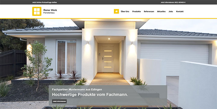 Fensterfachbetriebe Premium-Homepagevorlage Nr. 07