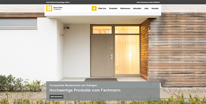 Fensterfachbetriebe Premium-Homepagevorlage Nr. 08
